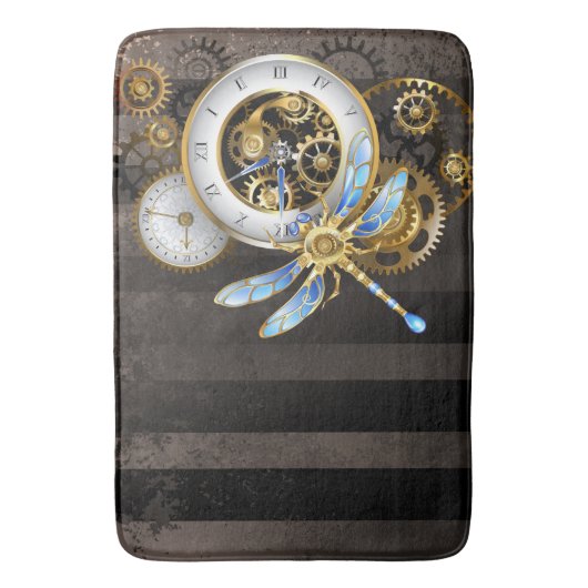 Steampunk-klok met mechanische dragonfly badmat (Voorkant Verticaal)