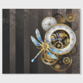 Steampunk-klok met mechanische dragonfly cadeaupapier (Vlak)