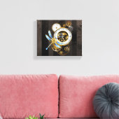 Steampunk-klok met mechanische dragonfly canvas afdruk (Insitu (Woonkamer))