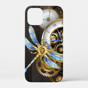 Steampunk-klok met mechanische dragonfly iPhone 12 mini hoesje
