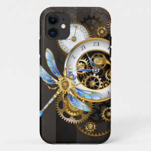 Steampunk-klok met mechanische dragonfly iPhone 11 hoesje