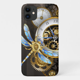 Steampunk-klok met mechanische dragonfly iPhone 11 hoesje