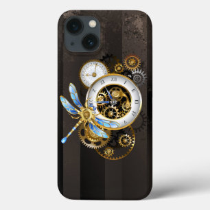 Steampunk-klok met mechanische dragonfly iPhone 13 hoesje