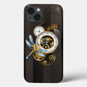 Steampunk-klok met mechanische dragonfly iPhone 13 hoesje