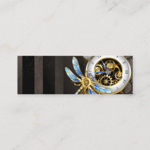 Steampunk-klok met mechanische dragonfly contactkaartje