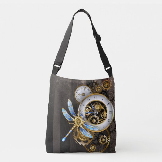 Steampunk-klok met mechanische dragonfly crossbody tas (Voorkant)