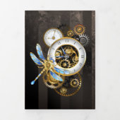 Steampunk-klok met mechanische dragonfly drieluik aankondiging (Cover)