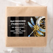 Steampunk-klok met mechanische dragonfly etiket (Insitu)