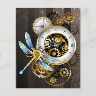 Steampunk-klok met mechanische dragonfly flyer