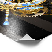 Steampunk-klok met mechanische dragonfly foto afdruk (Hoek)