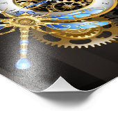 Steampunk-klok met mechanische dragonfly foto afdruk (Hoek)