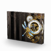 Steampunk-klok met mechanische dragonfly fotoblokken (Rechts)