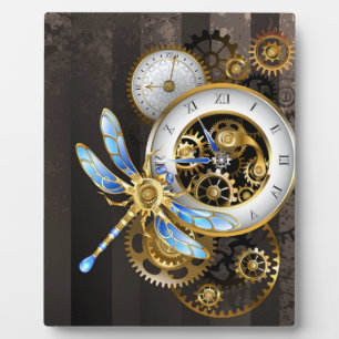Steampunk-klok met mechanische dragonfly fotoplaat