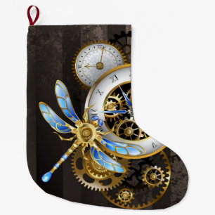 Steampunk-klok met mechanische dragonfly grote kerstsok