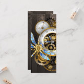 Steampunk-klok met mechanische dragonfly kaart (Voorkant / Achterkant in situ)
