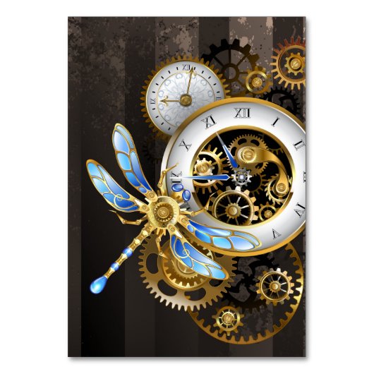 Steampunk-klok met mechanische dragonfly kaart (Voorkant)
