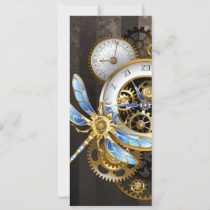 Steampunk-klok met mechanische dragonfly kaart