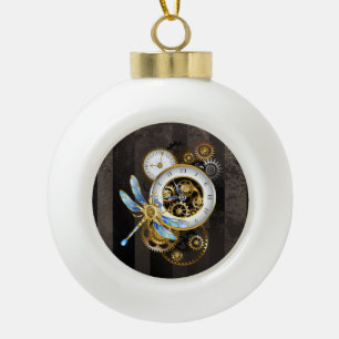 Steampunk-klok met mechanische dragonfly keramische bal ornament