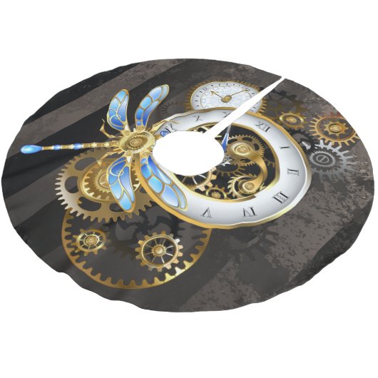 Steampunk-klok met mechanische dragonfly kerstboom rok (Gekanteld)
