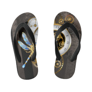 Steampunk-klok met mechanische dragonfly kinder teenslippers