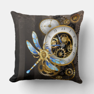 Steampunk-klok met mechanische dragonfly kussen