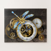 Steampunk-klok met mechanische dragonfly legpuzzel (Horizontaal)