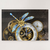 Steampunk-klok met mechanische dragonfly legpuzzel (Horizontaal)