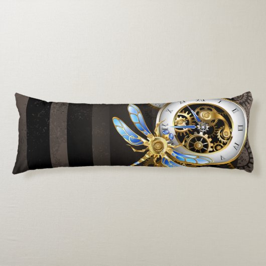 Steampunk-klok met mechanische dragonfly lichaamskussen (Voorkant)