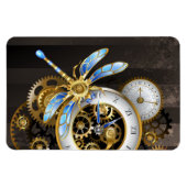 Steampunk-klok met mechanische dragonfly magneet (Horizontaal)