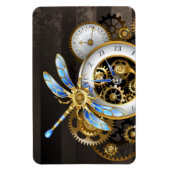 Steampunk-klok met mechanische dragonfly magneet (Verticaal)