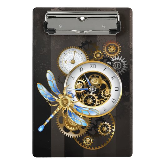 Steampunk-klok met mechanische dragonfly mini klembord (Voorkant)