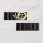 Steampunk-klok met mechanische dragonfly mini visitekaartje (Voorkant / Achterkant)