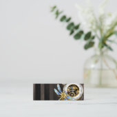 Steampunk-klok met mechanische dragonfly mini visitekaartje (Staand voorkant)