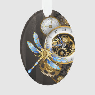 Steampunk-klok met mechanische dragonfly ornament