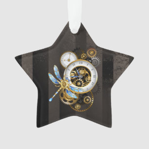 Steampunk-klok met mechanische dragonfly ornament