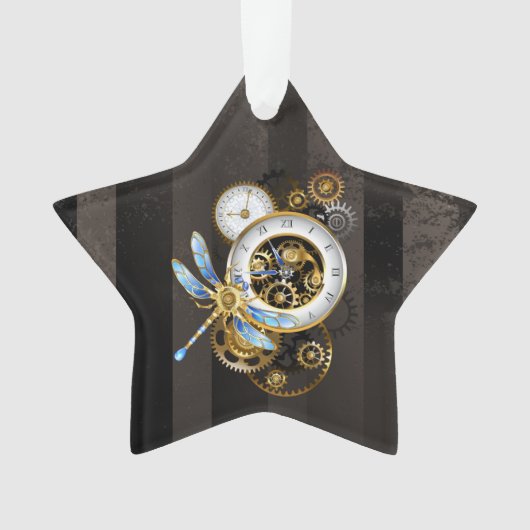 Steampunk-klok met mechanische dragonfly ornament (voorkant)