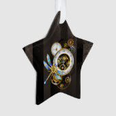 Steampunk-klok met mechanische dragonfly ornament (voorkant)