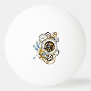Steampunk-klok met mechanische dragonfly pingpongballen