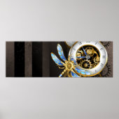 Steampunk-klok met mechanische dragonfly poster (Voorkant)