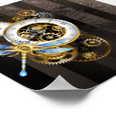 Steampunk-klok met mechanische dragonfly poster (Hoek)