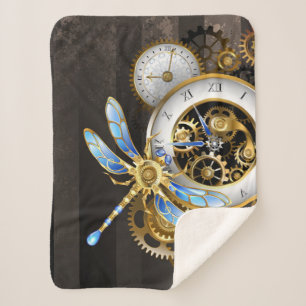 Steampunk-klok met mechanische dragonfly sherpa deken