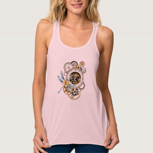 Steampunk-klok met mechanische dragonfly tanktop (Voorkant)