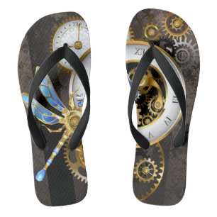 Steampunk-klok met mechanische dragonfly teenslippers