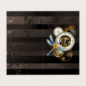 Steampunk-klok met mechanische dragonfly visitekaartjes (Buitenkant ongevouwen)