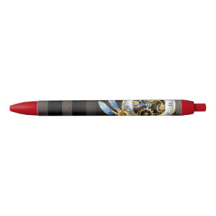 Steampunk-klok met mechanische dragonfly zwarte inkt pen