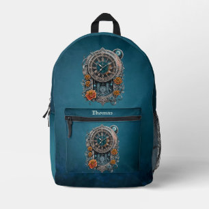 Steampunk klok met Rozen. Bedrukte Rugzak