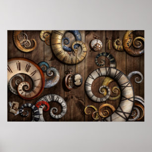 Steampunk - klok - tijdmachine poster