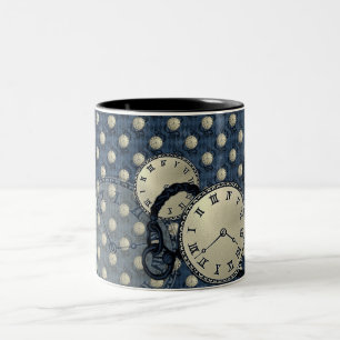 Steampunk klokken gothisch blauw tweekleurige koffiemok
