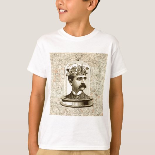 Steampunk-klokkenbreinhoofd in pot t-shirt (Voorkant)