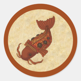 Steampunk Koi Ronde Sticker